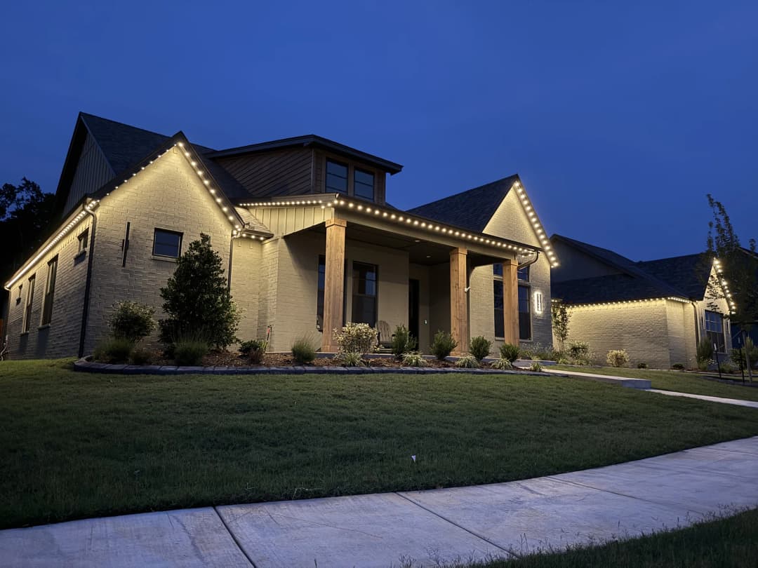 Oklahoma Stone Home at Dusk